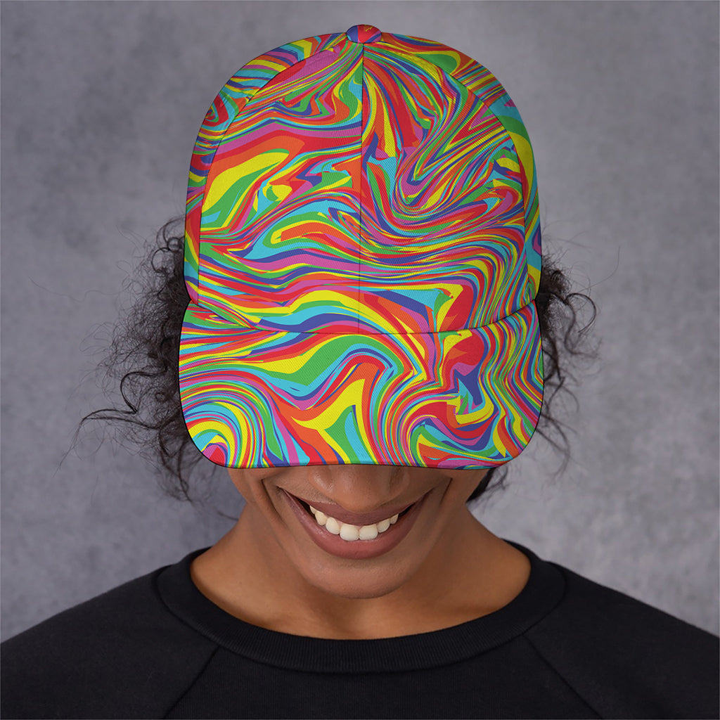 Rainbow Rave Print Baseball Cap
