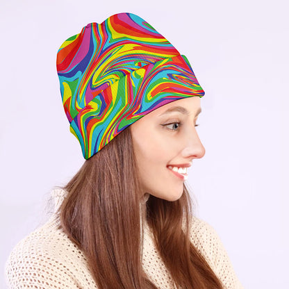 Rainbow Rave Print Beanie