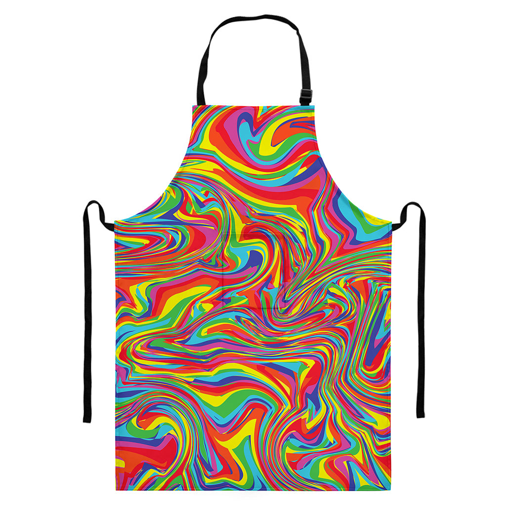Rainbow Rave Print Bib Apron With Pocket