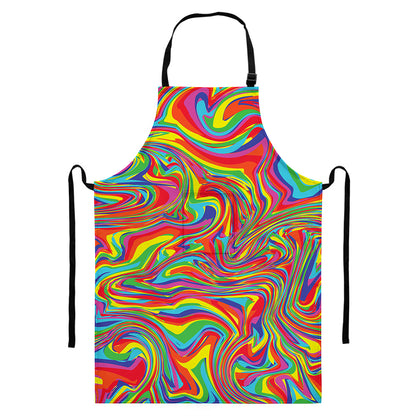 Rainbow Rave Print Bib Apron With Pocket
