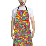 Rainbow Rave Print Bib Apron With Pocket
