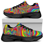 Rainbow Rave Print Black Chunky Shoes