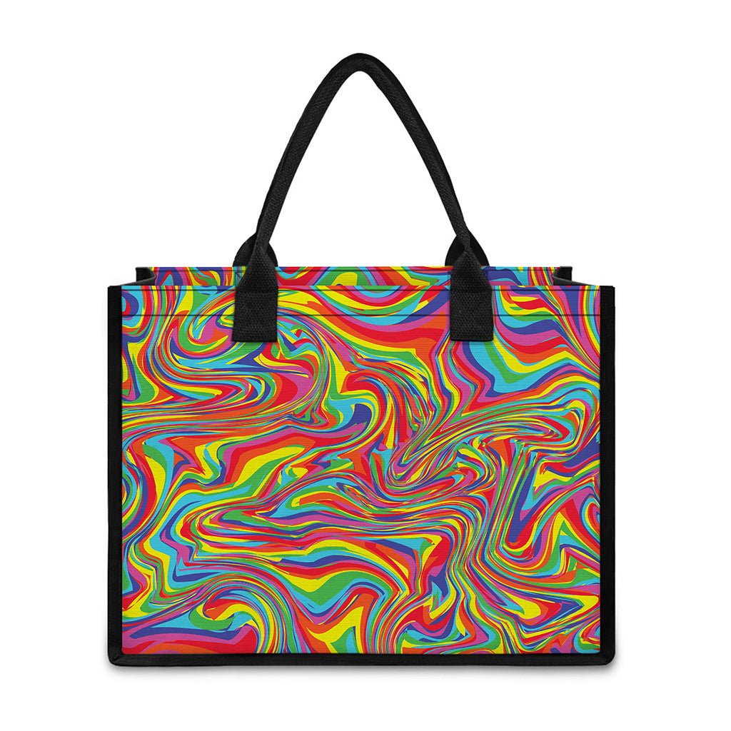 Rainbow Rave Print Canvas Tote Bag