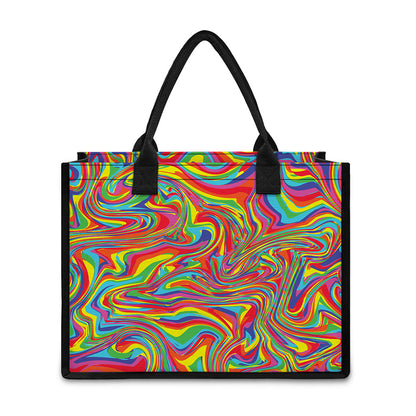 Rainbow Rave Print Canvas Tote Bag