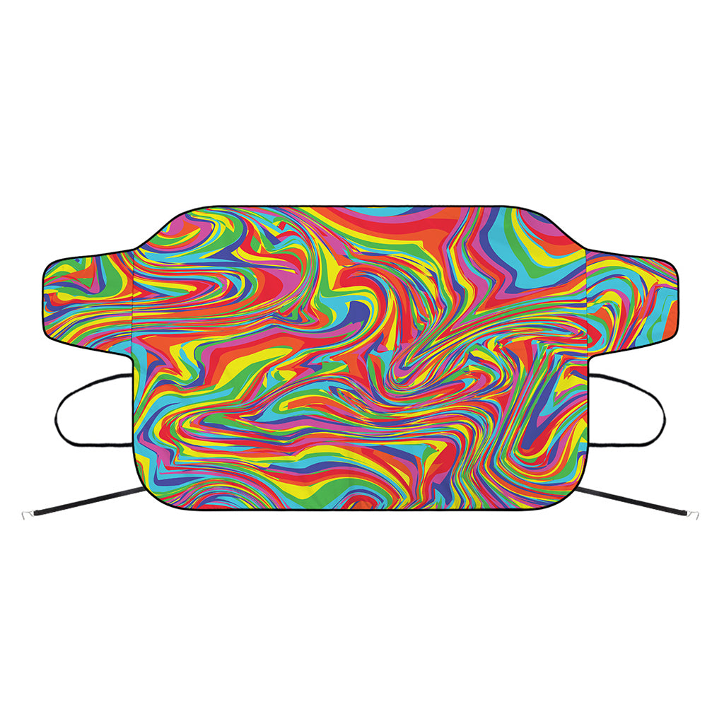 Rainbow Rave Print Car Windshield Snow Cover