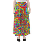Rainbow Rave Print Chiffon Maxi Skirt