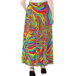 Rainbow Rave Print Chiffon Maxi Skirt