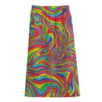 Rainbow Rave Print Cotton Front Slit Maxi Skirt