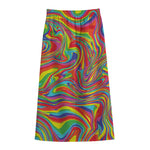 Rainbow Rave Print Cotton Front Slit Maxi Skirt