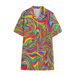 Rainbow Rave Print Cotton Hawaiian Shirt