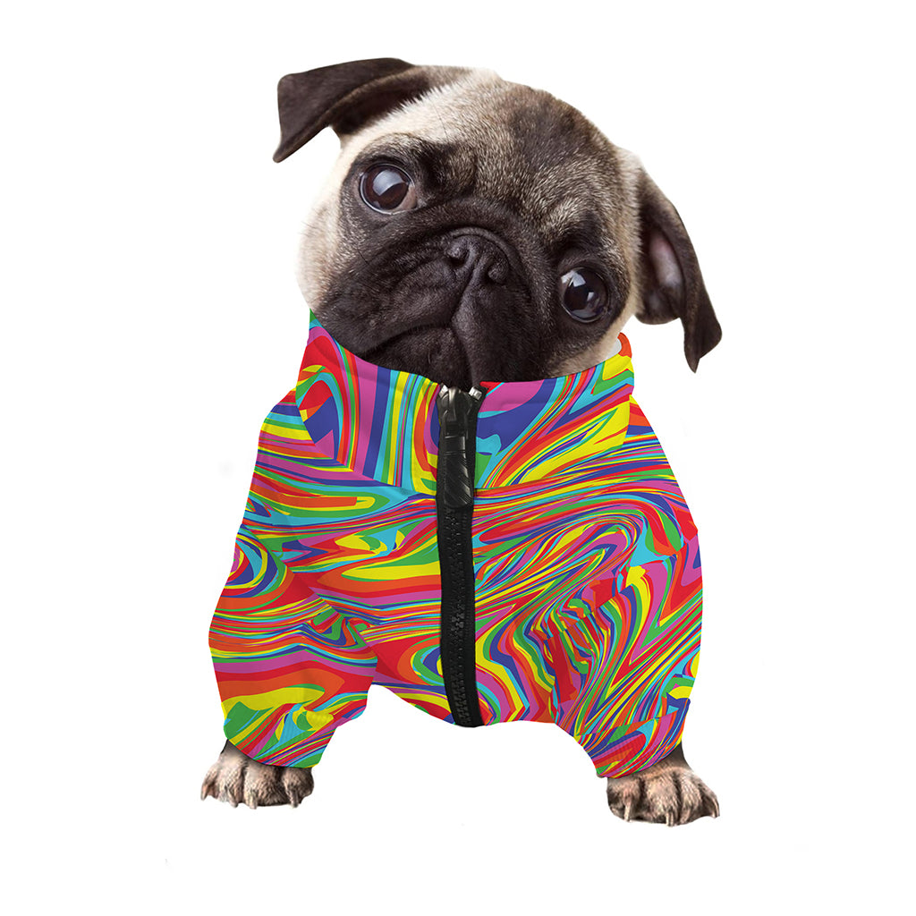 Rainbow Rave Print Dog Zip Up Jacket