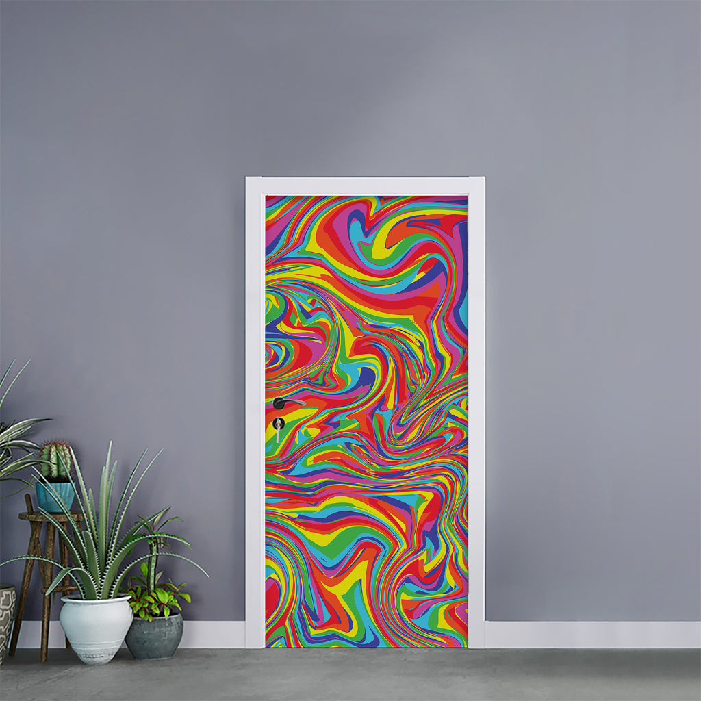 Rainbow Rave Print Door Sticker