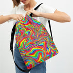 Rainbow Rave Print Drawstring Backpack