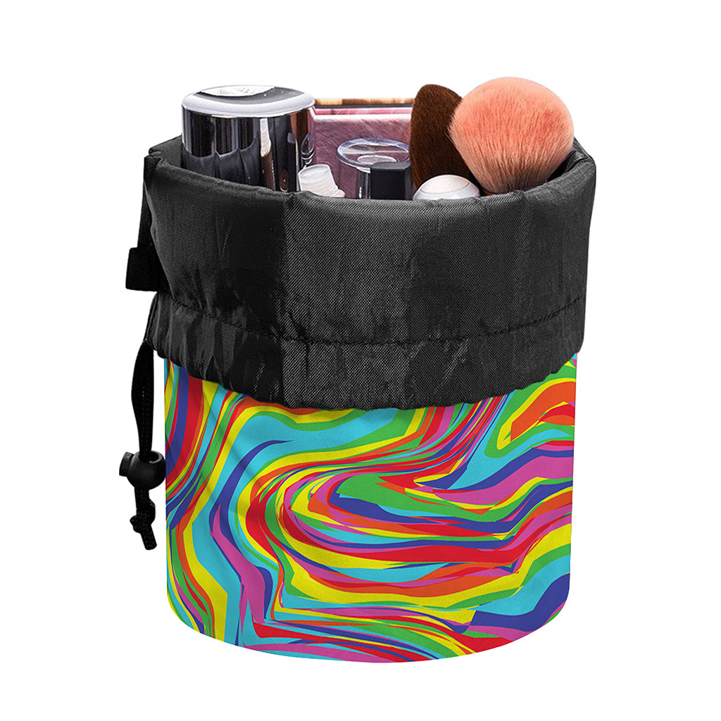 Rainbow Rave Print Drawstring Makeup Bag