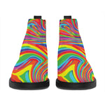 Rainbow Rave Print Flat Ankle Boots