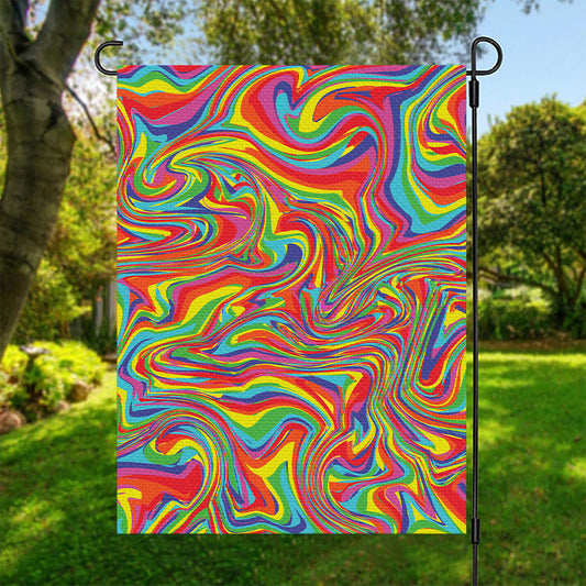 Rainbow Rave Print Garden Flag