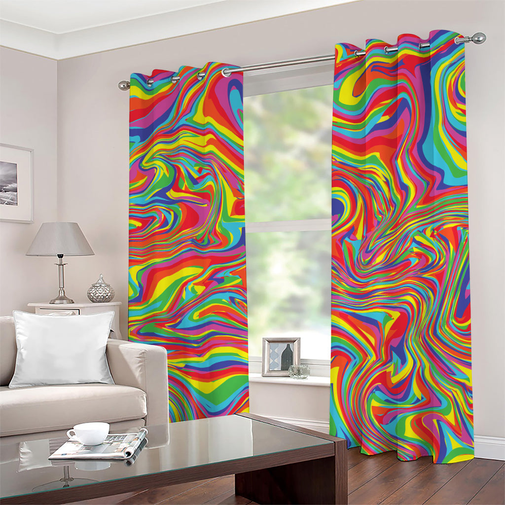 Rainbow Rave Print Grommet Curtains