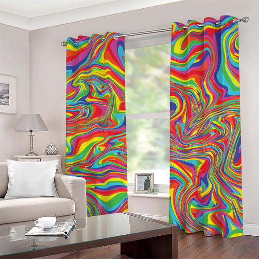 Rainbow Rave Print Grommet Curtains