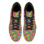 Rainbow Rave Print High Top Leather Sneakers