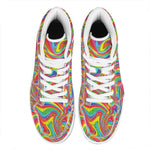 Rainbow Rave Print High Top Leather Sneakers