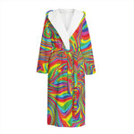 Rainbow Rave Print Hooded Bathrobe