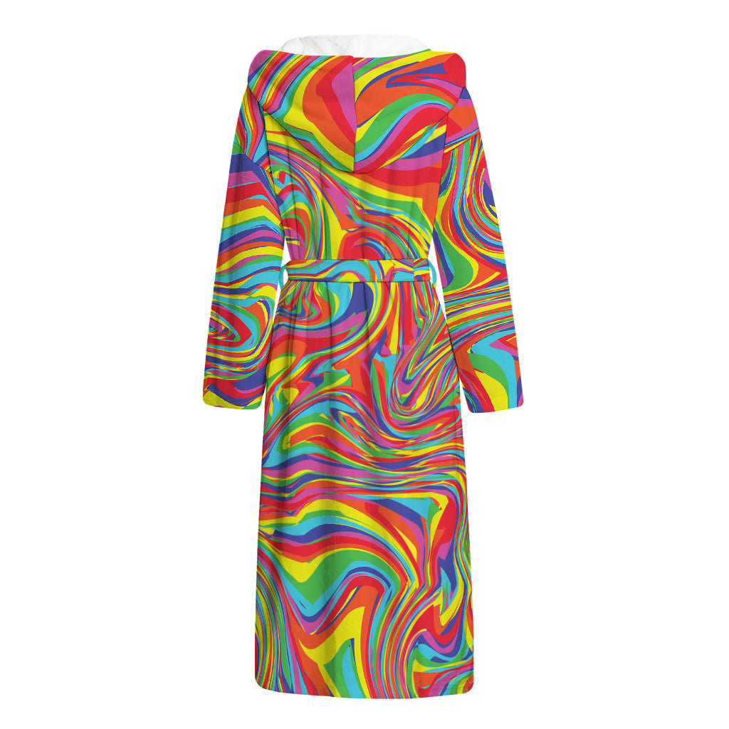 Rainbow Rave Print Hooded Bathrobe