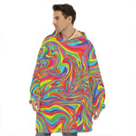 Rainbow Rave Print Hoodie Blanket