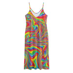 Rainbow Rave Print Jersey Midi Cami Dress