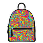 Rainbow Rave Print Leather Backpack