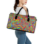 Rainbow Rave Print Leather Duffle Bag