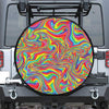 Rainbow Rave Print Leather Spare Tire Cover