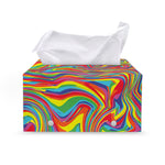 Rainbow Rave Print Leather Tissue Box Cover