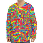 Rainbow Rave Print Long Sleeve Baseball Jersey