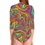 Rainbow Rave Print Long Sleeve Swimsuit