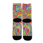 Rainbow Rave Print Long Socks