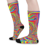 Rainbow Rave Print Long Socks