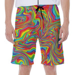 Rainbow Rave Print Men's Beach Shorts