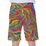 Rainbow Rave Print Men's Beach Shorts