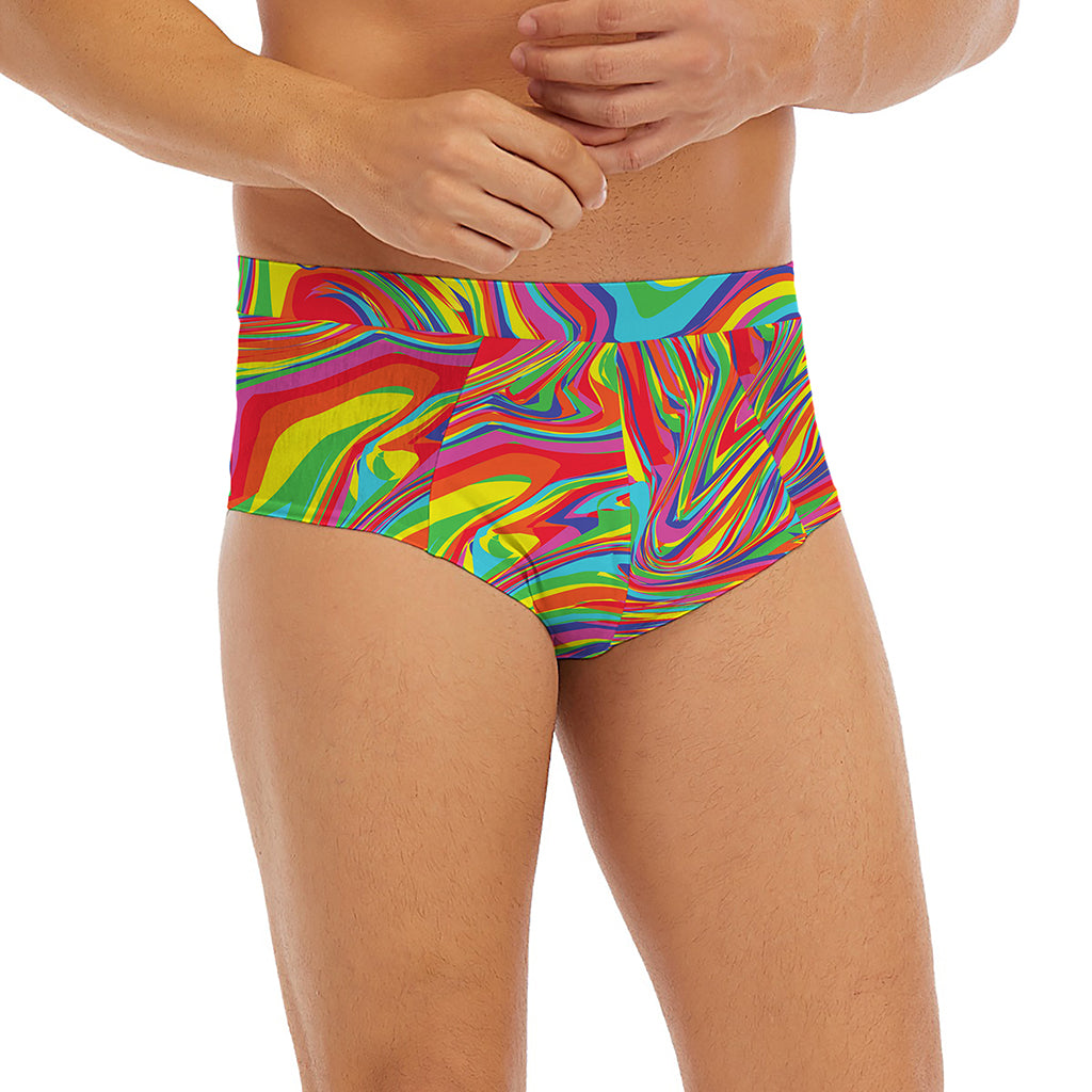 Rainbow Rave Print Men's Briefs