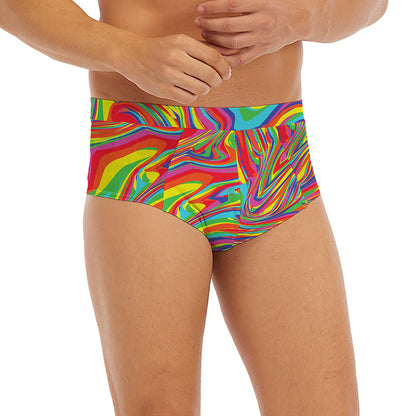 Rainbow Rave Print Men's Briefs
