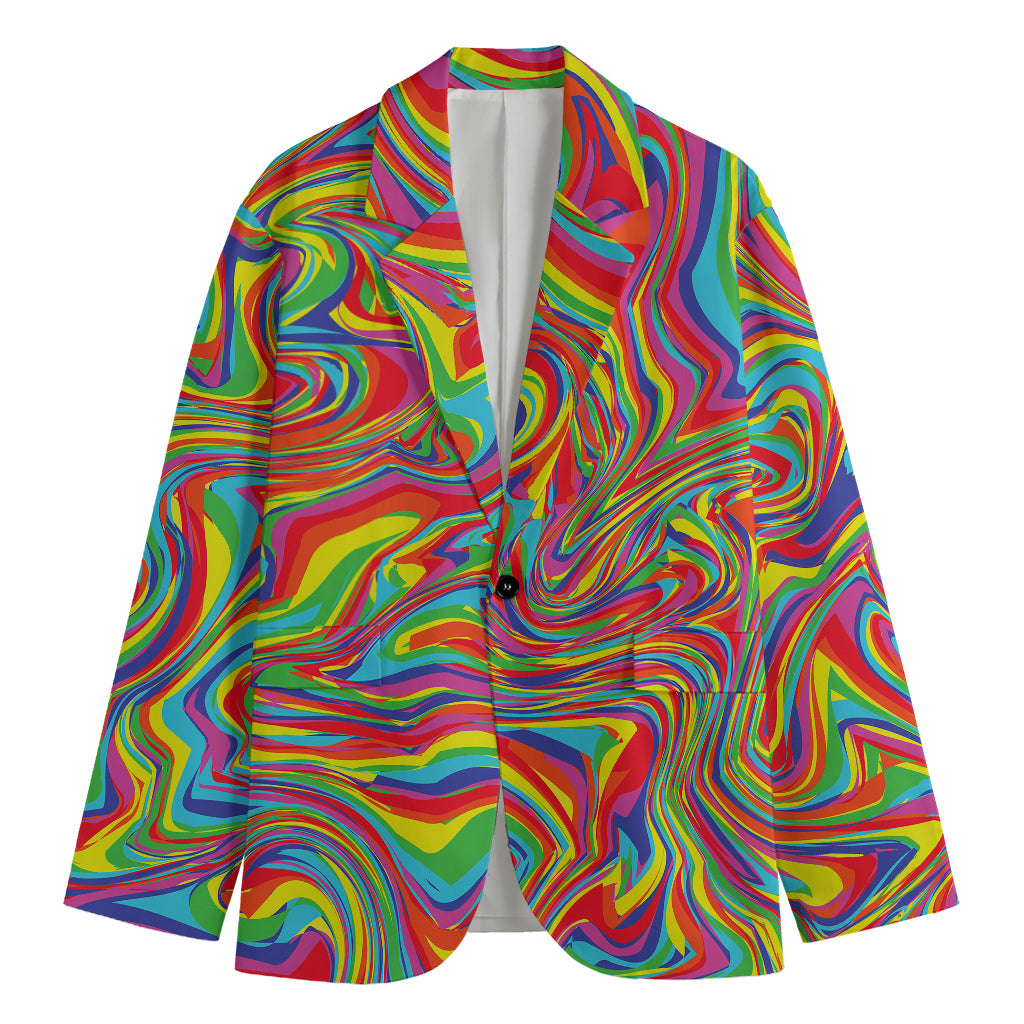 Rainbow Rave Print Men's Cotton Blazer