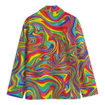 Rainbow Rave Print Men's Cotton Blazer