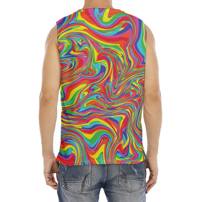 Rainbow Rave Print Men's Fitness Tank Top
