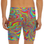 Rainbow Rave Print Men's Long Boxer Briefs