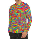 Rainbow Rave Print Men's Long Sleeve Rash Guard