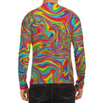 Rainbow Rave Print Men's Long Sleeve Rash Guard