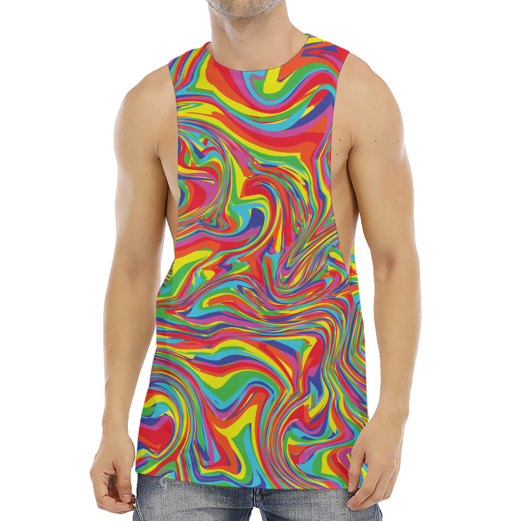 Rainbow Rave Print Men's Muscle Tank Top
