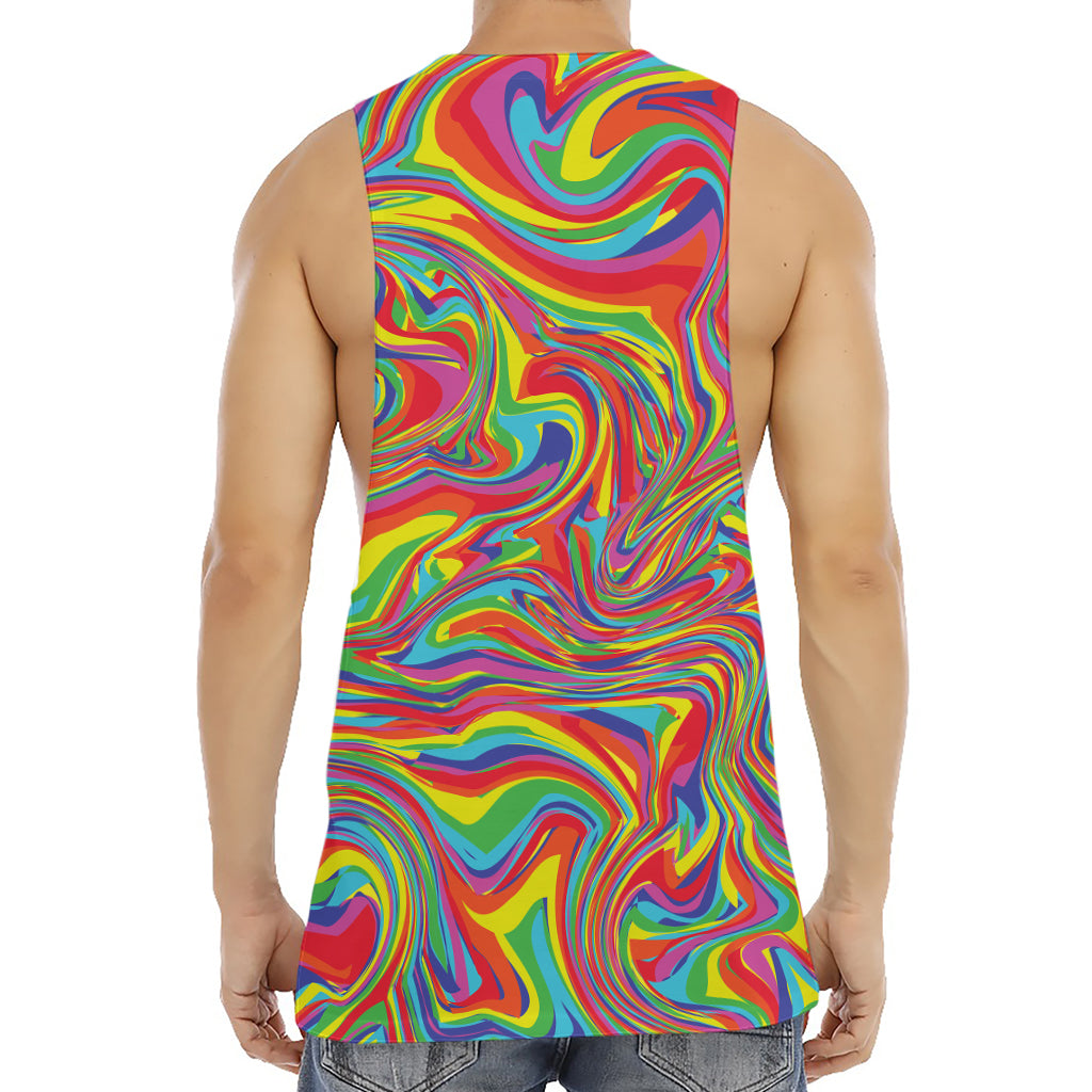 Rainbow Rave Print Men's Muscle Tank Top
