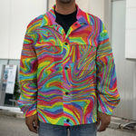 Rainbow Rave Print Men's Shirt Jacket
