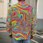 Rainbow Rave Print Men's Shirt Jacket